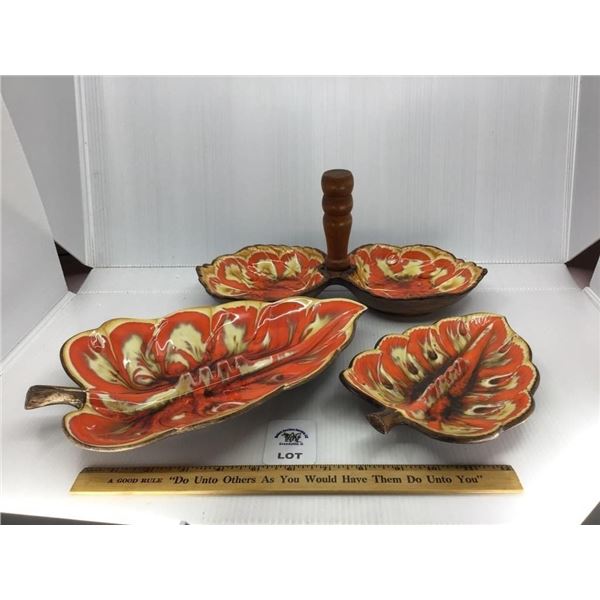 TREASURE CRAFT LARGE AND SMALL ASHTRAYS AND 2