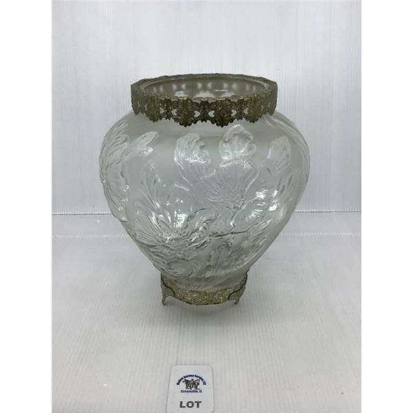 RARE TIFFIN RAISED POPPY GLASS VASE PIERCED M