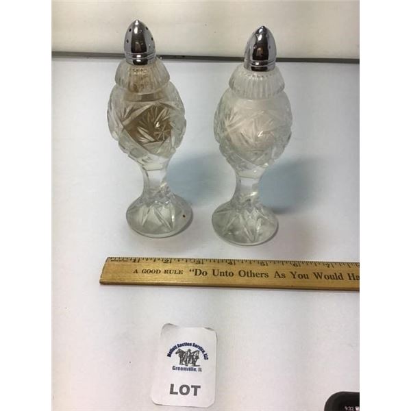 VINTAGE CRYSTAL SALT/PEPPER SHAKERS F B ROGERS