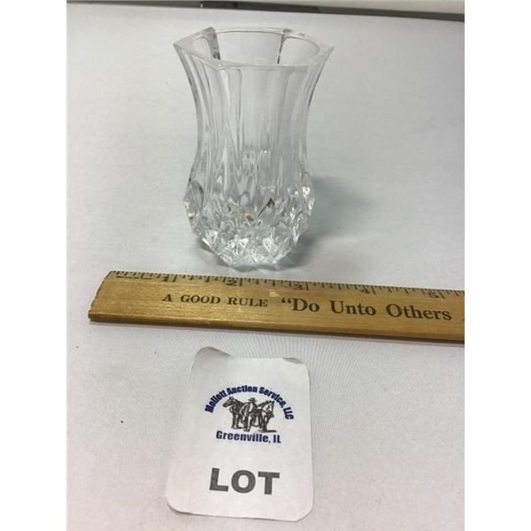CRYSTAL CYLINDER ART DECO VASE 3 INCHES TALL