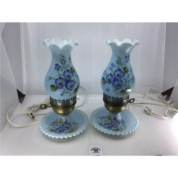 VINTAGE BEDSIDE HOBNAIL HANDPAINTED LAMPS 2