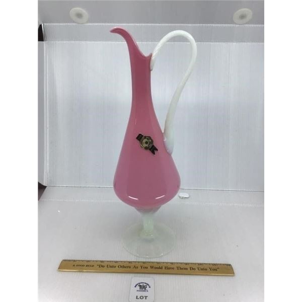 OPALINE GLASS VASE 16 inches tall