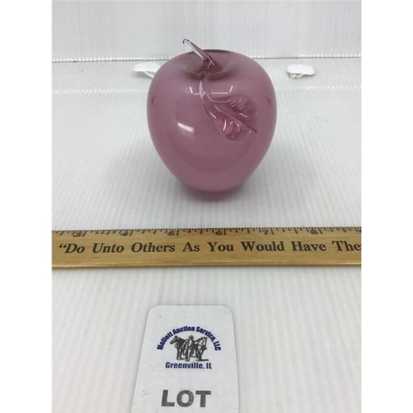 FENTON GLASS DUSTY ROSE APPLE PAPERWEIGHT