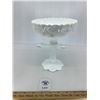 Image 1 : FENTON CABBAGE ROSE WHITE MILK GLASS COMPOTE