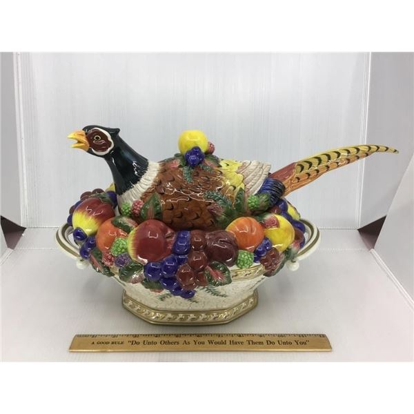 FITZ and FLOYD PHEASANT GRAVY BOWL W LADLE