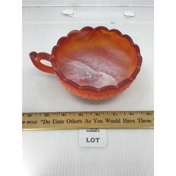 IMPERIAL SLAG GLASS BOWL W HANDLE