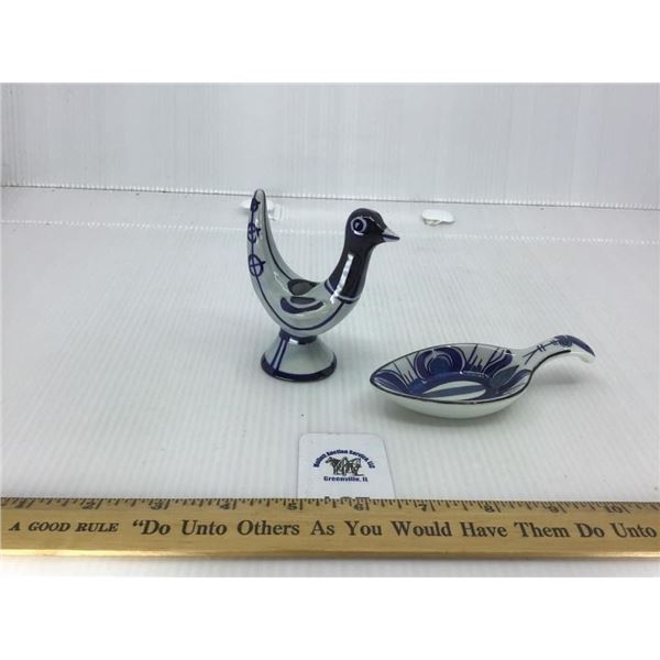 VINTAGE DENMARK MCM BIRD CANDLE HOLDER, ROYAL