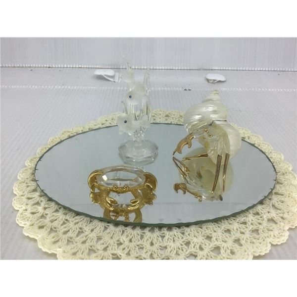SWAROVSKI CRYSTAL CRABS, CORAL W FISH?mirror not