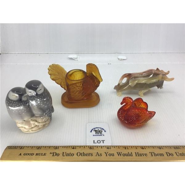 ONYX BULL, ROYAL COPENHAGEN OWLS, AMBER GLASS