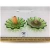 Image 1 : FOSTORIA GREEN GLASS CANDLE HOLDERS