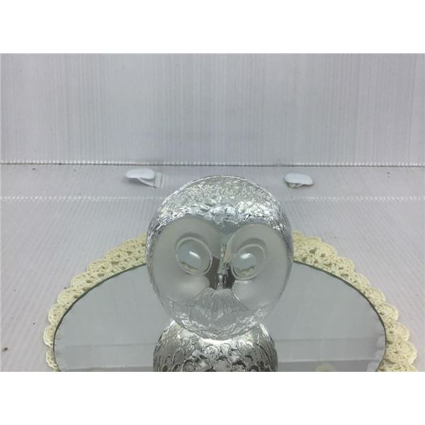 GLASS OWL PAPERWEIGHT - mirror not included
