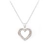 Image 1 : Plated Rhodium 0.18ctw Diamond Heart Pendant with Chain