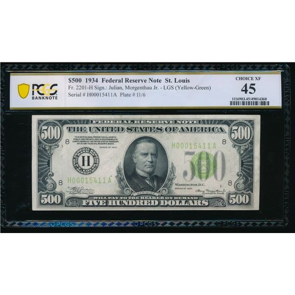 1934 $500 St Louis FRN PCGS 45