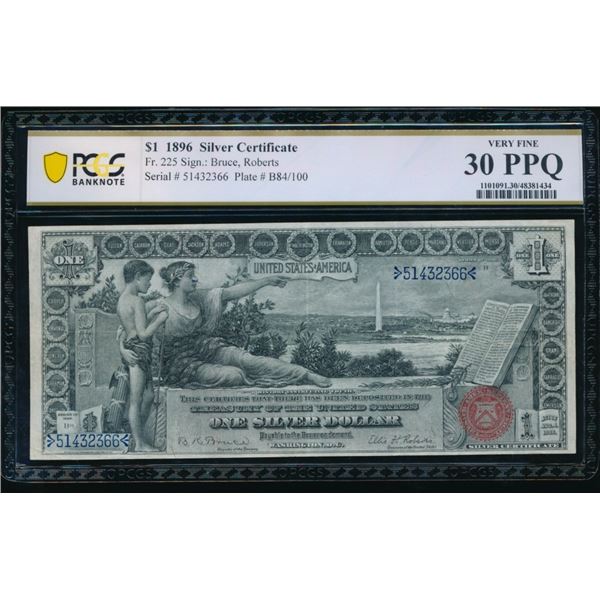 1896 $1 Educational Silver Certificate PCGS 30PPQ