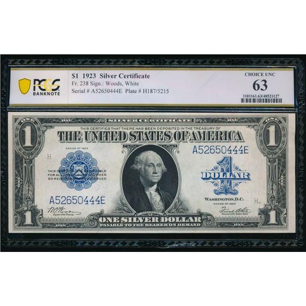 1923 $1 Silver Certificate PCGS 63