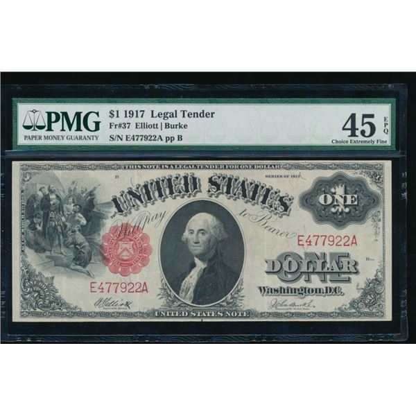 1917 $1 Legal Tender Note PMG 45EPQ