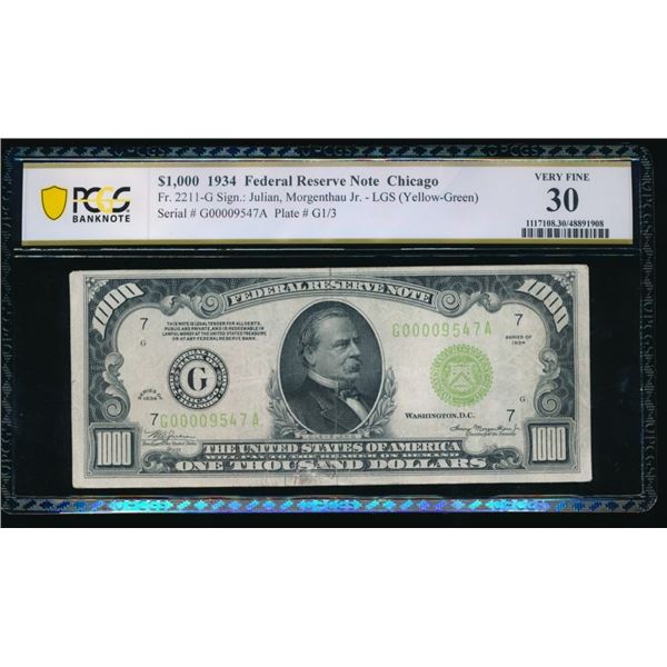 1934 $1000 Chicago FRN PCGS 30