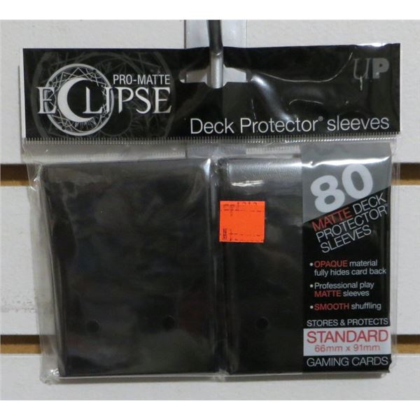 Standard Size Matte Card Sleeves: "Black" (66mm x 91mm) 80 Eclipse Sleeves Per Pack