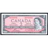 Image 1 : Canadian 1954 $2 Two Dollar Banknote Serial # GG2704002