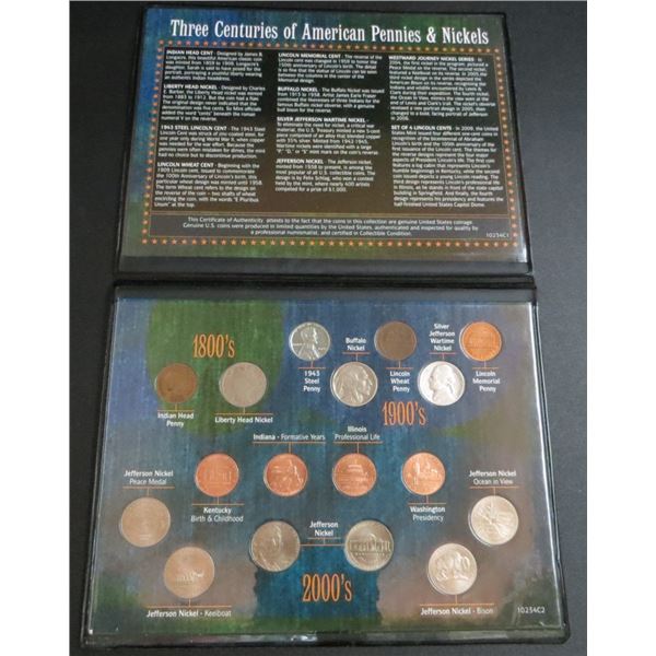 Three Centuries of American Pennies & Nickels 1800's, 1900's & 2000's