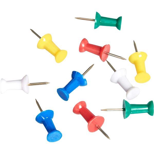 NEW AMAZON BASICS PUSH PINS ASSORTED COLORS, STEEL