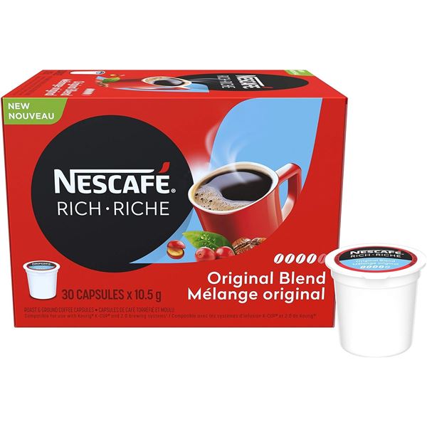 NEW BOX OF 30 NESCAFE RICH ORIGINAL BLEND KEURIG