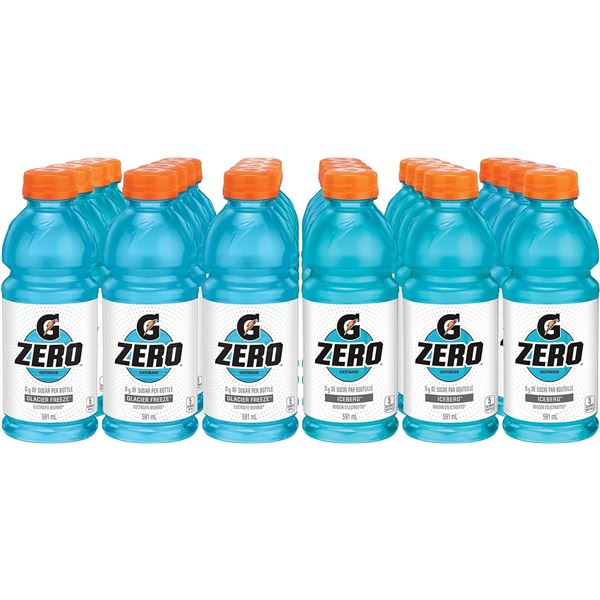 CASE OF 24 GATORADE G ZERO THIRST QUENCHER GLACIER