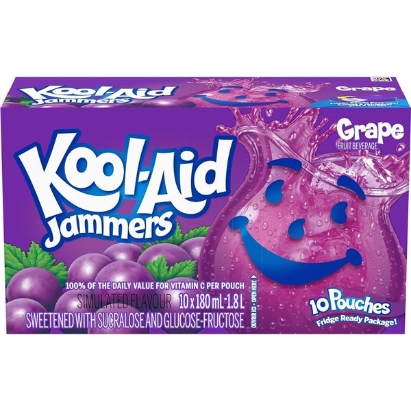 NEW BOX OF KOOL-AID JAMMERS GRAPE FLAVOURED FRUIT