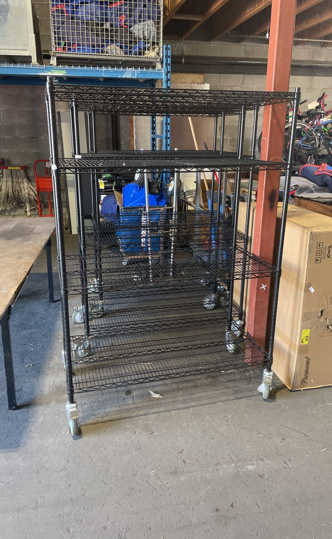 4 TIER BLACK COMMERCIAL MOBILE METRO RACK 48