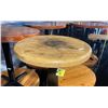 Image 2 : 2 NATURAL WOOD 20" ROUND COMMERCIAL SINGLE PEDESTAL RESTAURANT TABLES