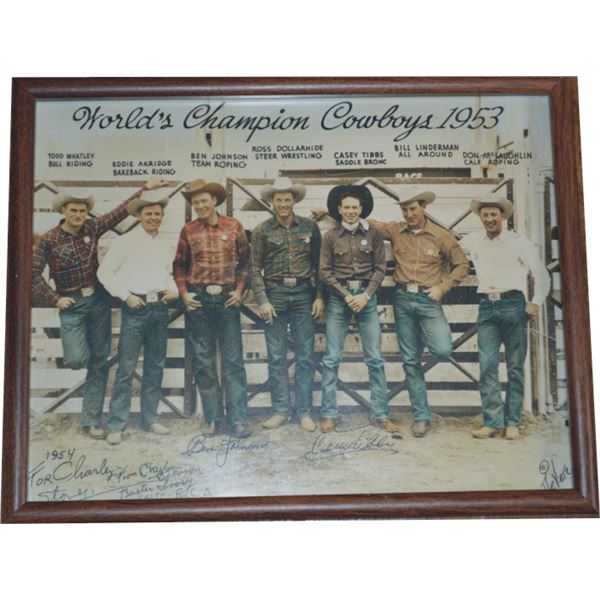 1953 World’s Champion Cowboys Devere photo, signed for Charley Storey from Buster Ivory & C
