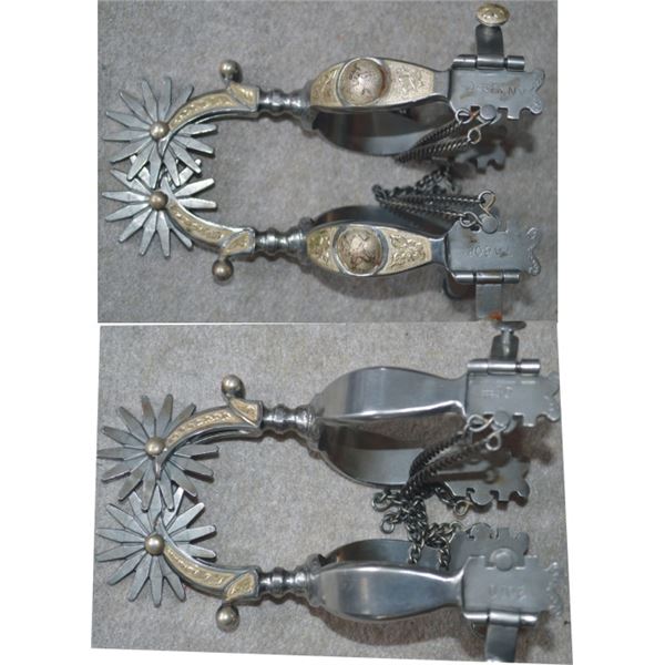 Tabor, Deeth, Nev silver inlaid Calif style spurs
