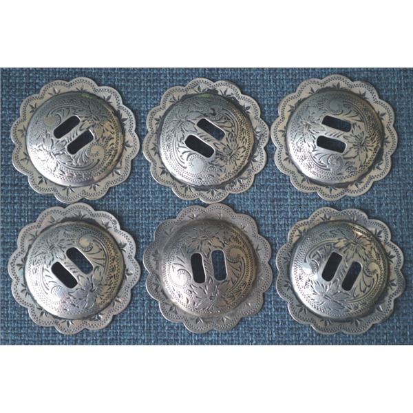 set of 6 silver conchos