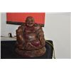 Image 2 : CARVED WOOD SEATED BUDDHA FIGURE