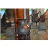 Image 2 : MIXED LOT: ANTIQUE SANTOS WOOD HEAD & SMALL PEWTER PITCHER (2 PCS)