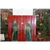 Image 1 : ANTIQUE CHINESE POLYCHROME RED DOORS, GODS OF WEALTH & LUCK (33" X 78" EACH) (2 PCS)
