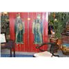 Image 2 : ANTIQUE CHINESE POLYCHROME RED DOORS, GODS OF WEALTH & LUCK (33" X 78" EACH) (2 PCS)