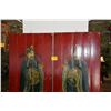 Image 3 : ANTIQUE CHINESE POLYCHROME RED DOORS, GODS OF WEALTH & LUCK (33" X 78" EACH) (2 PCS)