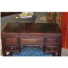 Image 2 : VINTAGE CHINESE BLACKWOOD VANITY TABLE W/FOLD OUT COMPARTMENT & 3 DRAWERS (NEW HARDWARE) (31" X 28" 