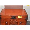 Image 2 : JAPANESE ORANGE/RED NEGORO LACQUERED STORAGE CHEST W/FAMILY MON (46" X 23 1/4" X 26 1/2")