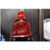 Image 3 : VINTAGE CHINESE RESIN-LIKE AMBER SITTING BUDDHA W/STAND (9" X 6 1/2")