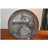 Image 2 : OIL PAINTING ON WOOD PLATE, HAITIAN VILLAGE SCENE; UNSIGNED (DOES NOT INCLUDE STAND)