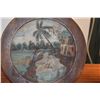 Image 3 : OIL PAINTING ON WOOD PLATE, HAITIAN VILLAGE SCENE; UNSIGNED (DOES NOT INCLUDE STAND)