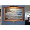 Image 1 : KOA FRAMED HAWAIIAN SEASCAPE; SIGNED STEPHEN SANDS, 1996 W/MOUNTED PICTURE LIGHT (42" X 30")