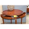 Image 3 : CHINESE FOLD OUT DEMI-LUNE/ROUND ROSEWOOD TABLE W/2 DRAWERS (36")