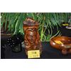 Image 1 : HAND CARVED 1960'S MILO WOOD PELE STATUE BY PAUL FUJIMOTO OF BLAIRS HAWAII (14" X 7")