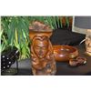 Image 2 : HAND CARVED 1960'S MILO WOOD PELE STATUE BY PAUL FUJIMOTO OF BLAIRS HAWAII (14" X 7")