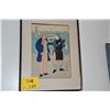 Image 1 : FRAMED WOODBLOCK PRINT, A DUTCHMAN & A CHINESE MAN, UTAGAWA YOSHIKAZU (15 1/2" X 20 1/4")