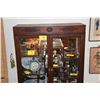 Image 1 : 2 SECTION CHINESE ROSEWOOD DISPLAY CABINET W/GLASS DISPLAY ABOVE 2 DOORS & 1 DRAWER