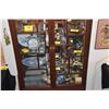 Image 3 : 2 SECTION CHINESE ROSEWOOD DISPLAY CABINET W/GLASS DISPLAY ABOVE 2 DOORS & 1 DRAWER